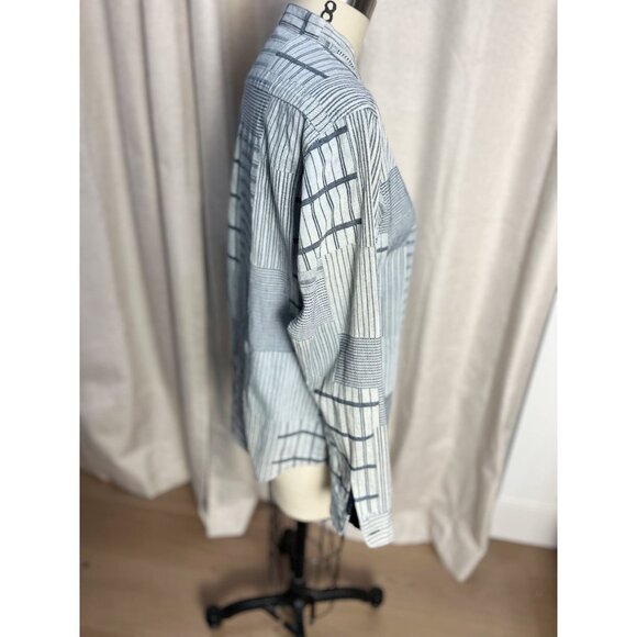 BlueTrick Okayama Stand Collar Shirt with Sashiko Patch Sz M Japan Shacket - Picture 7 of 13